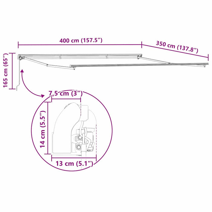 Cadru de copertină Manual Antracit 400 × 350 cm Aluminiu WALTI