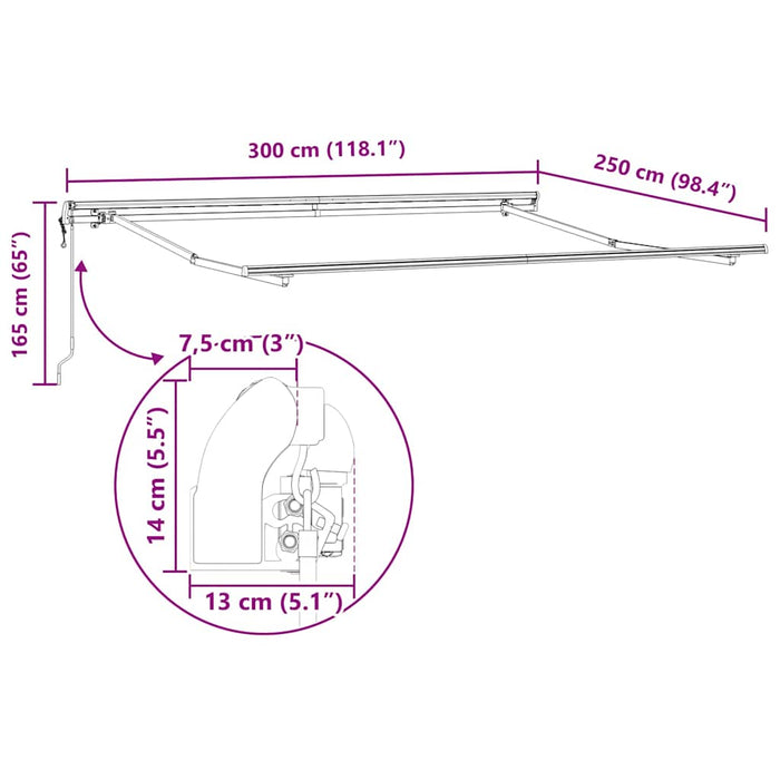 Cadru de copertină Antracit 300 x 250 cm Aluminiu WALTI