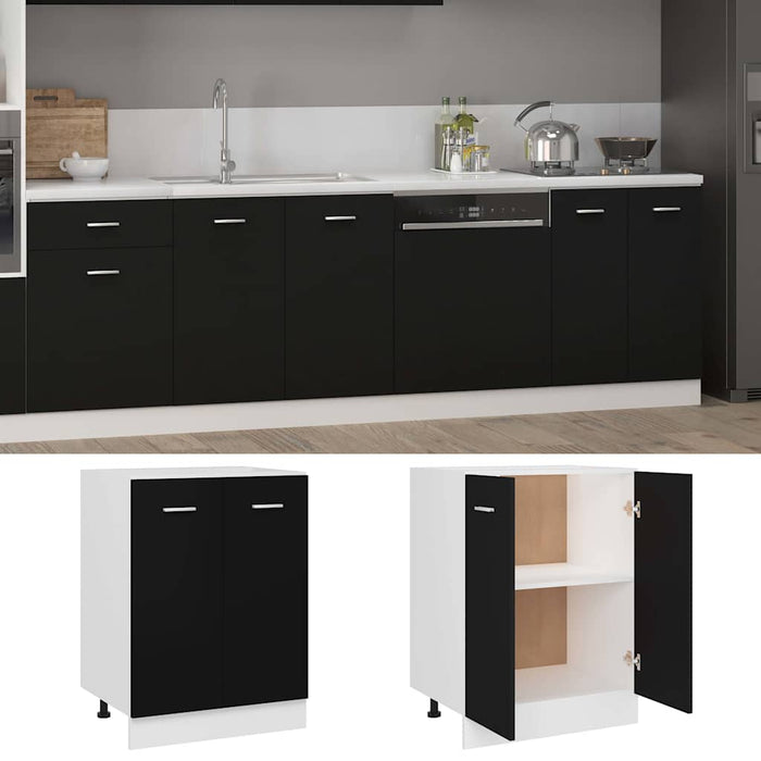 Dulap inferior “Lyon”, negru, 60 x 46 x 81,5 cm, lemn prelucrat WALTI