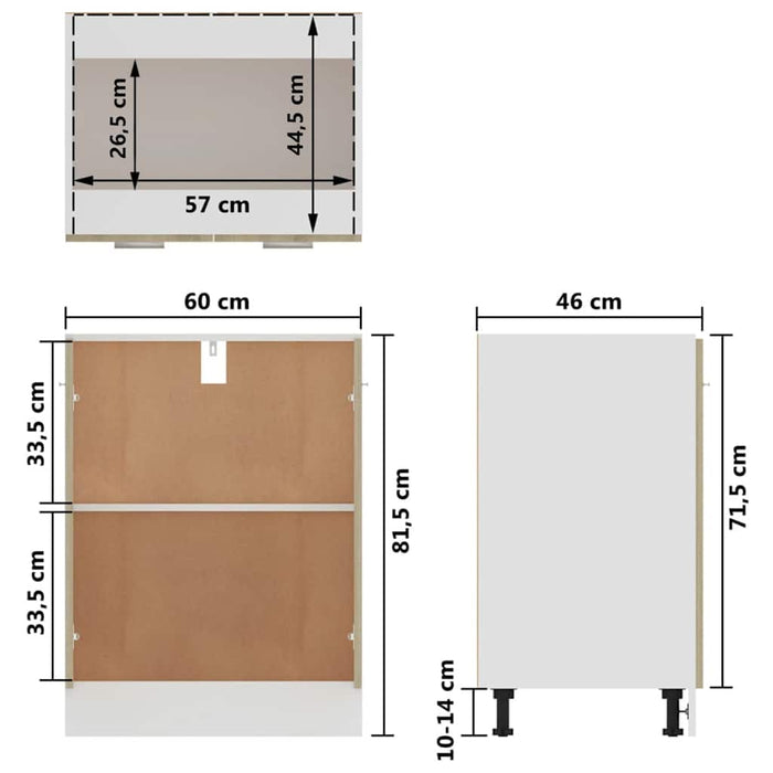 Dulap inferior “Lyon”, stejar sonoma, 60x46x81,5 cm WALTI