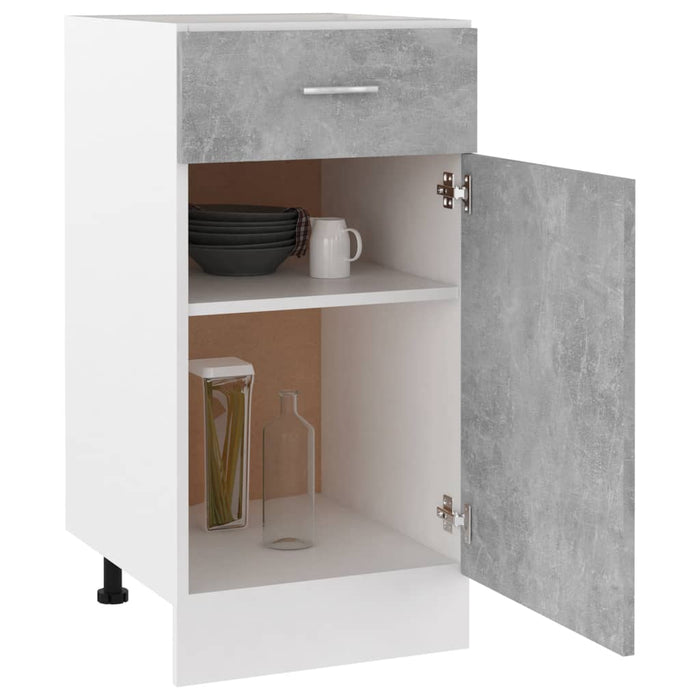 Dulap inferior cu sertar gri beton 40x46x81,5 cm lemn prelucrat WALTI