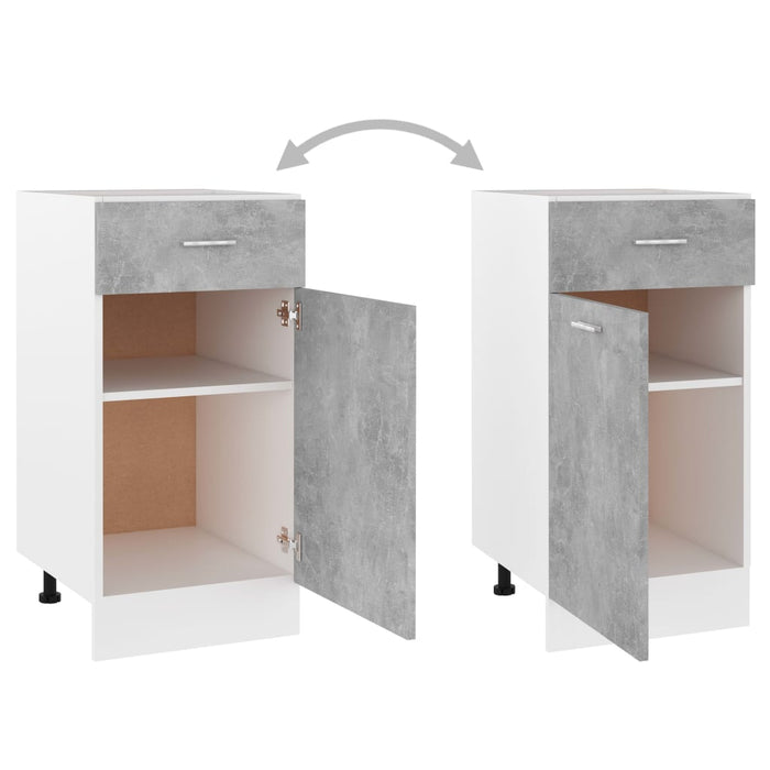 Dulap inferior cu sertar gri beton 40x46x81,5 cm lemn prelucrat WALTI