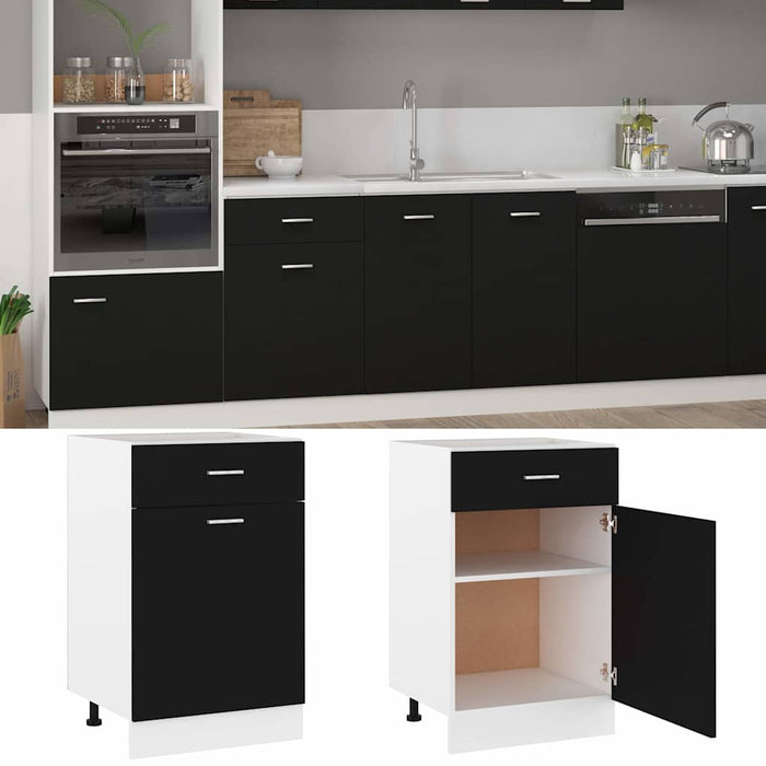 Dulap inferior cu sertar “Lyon”, negru, 50x46x81,5 cm WALTI