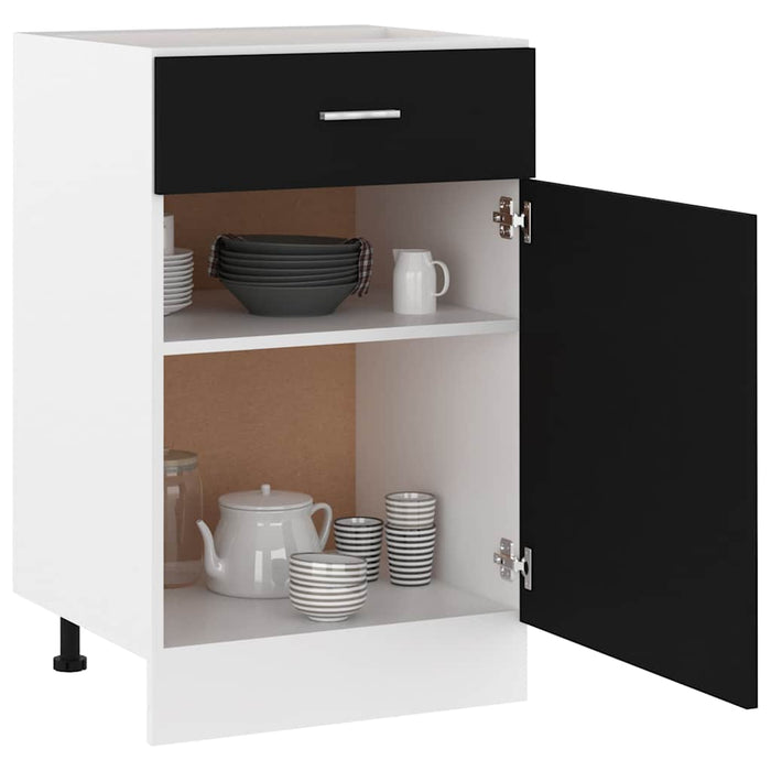 Dulap inferior cu sertar “Lyon”, negru, 50x46x81,5 cm WALTI