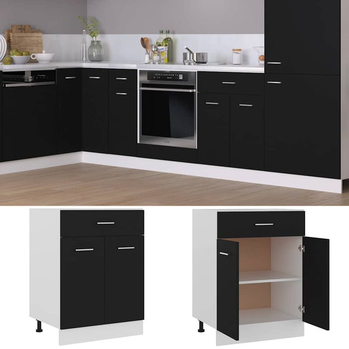 Dulap inferior cu sertar “Lyon”, negru, 60x46x81,5 cm WALTI