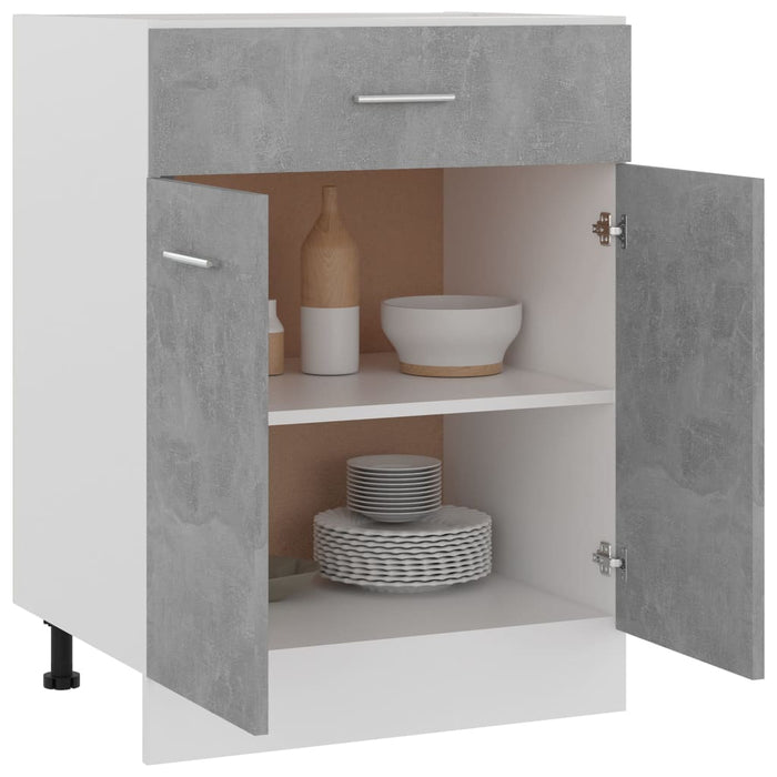 Dulap inferior cu sertar, gri beton 60x46x81,5 cm lemn compozit WALTI