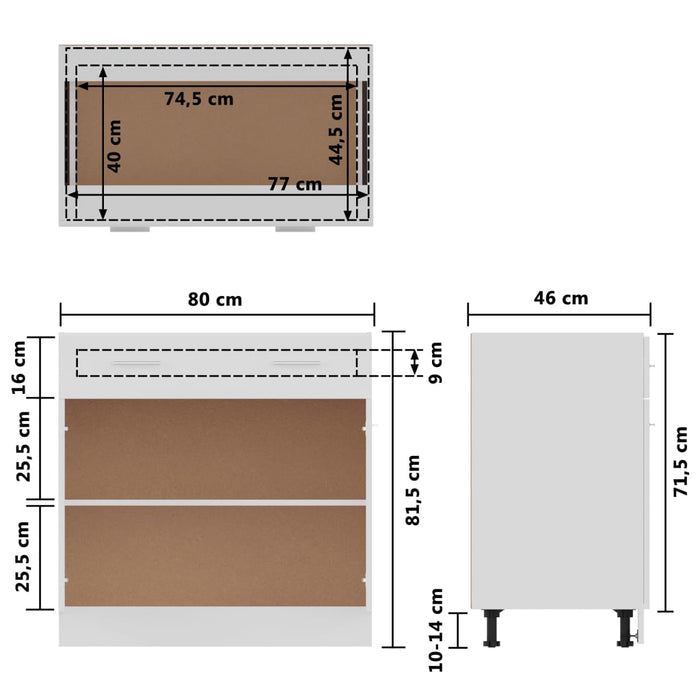 Dulap inferior cu sertar “Lyon”, alb, 80x46x81,5 cm WALTI