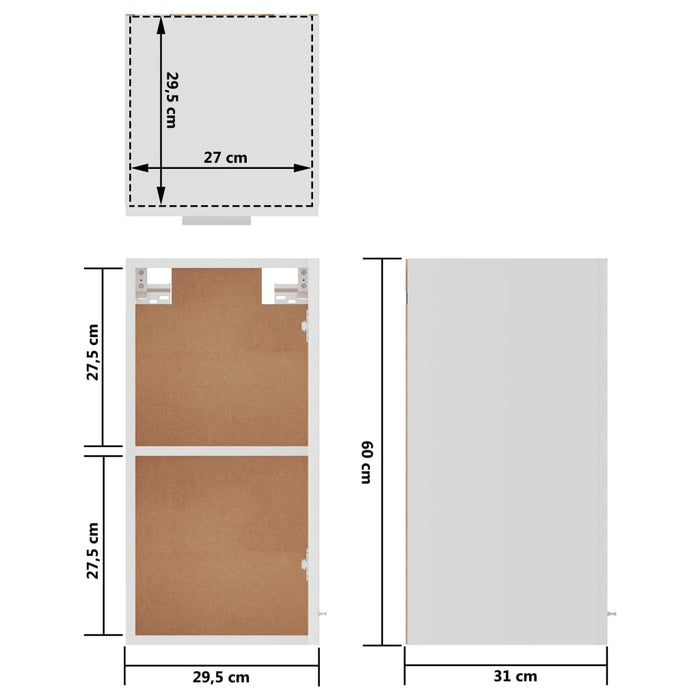 Dulap suspendat “Lyon”, alb, 29,5 x 31 x 60 cm, lemn prelucrat WALTI