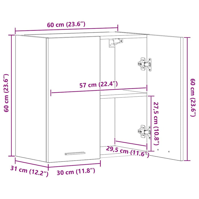 Dulap suspendat “Lyon”, negru extralucios, 60x31x60 cm WALTI