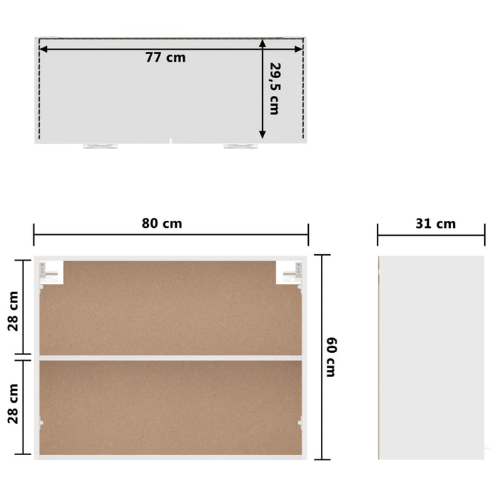 Dulap suspendat “Lyon”, alb, 80 x 31 x 60 cm, lemn prelucrat WALTI