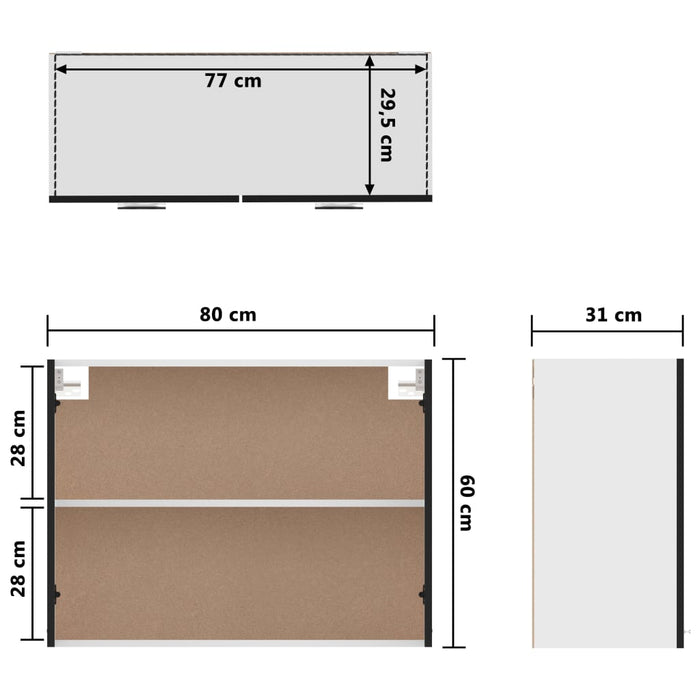 Dulap suspendat “Lyon”, negru, 80 x 31 x 60 cm, lemn prelucrat WALTI