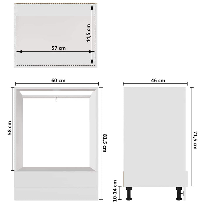 Dulap pentru cuptor "Riga", alb, 60x46x81,5 cm, lemn prelucrat WALTI