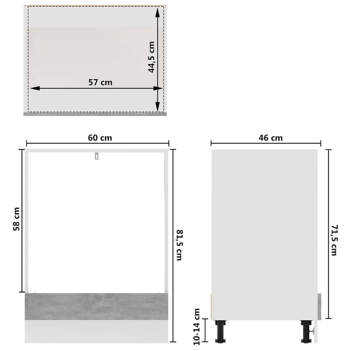 Dulap pentru cuptor "Riga", gri beton, 60x46x81,5 cm WALTI