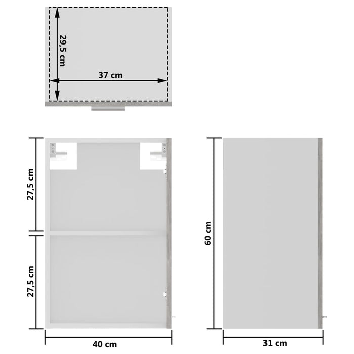 Dulap de sticlă suspendat “Lyon” gri beton 40x31x60 cm WALTI