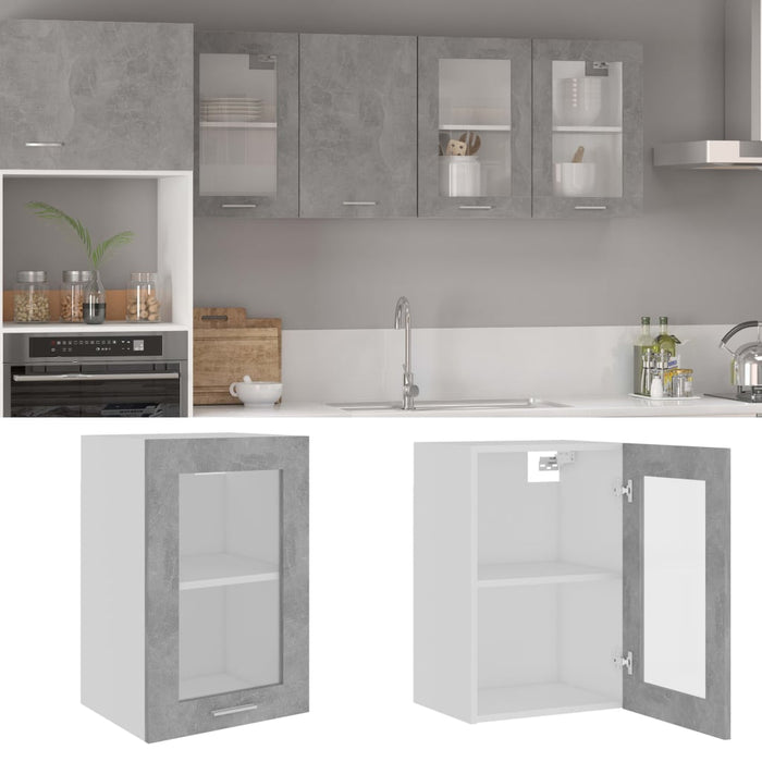 Dulap de sticlă suspendat “Lyon” gri beton 40x31x60 cm WALTI