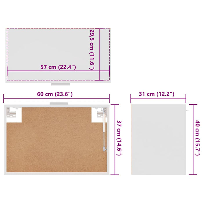Dulap suspendat “Lyon”, alb, 60 x 31 x 40 cm, lemn prelucrat WALTI