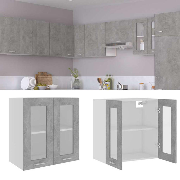 Dulap de sticlă suspendat “Lyon” gri beton 60x31x60 cm WALTI