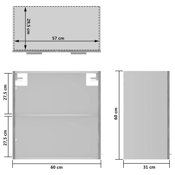 Dulap de sticlă suspendat “Lyon” gri beton 60x31x60 cm WALTI
