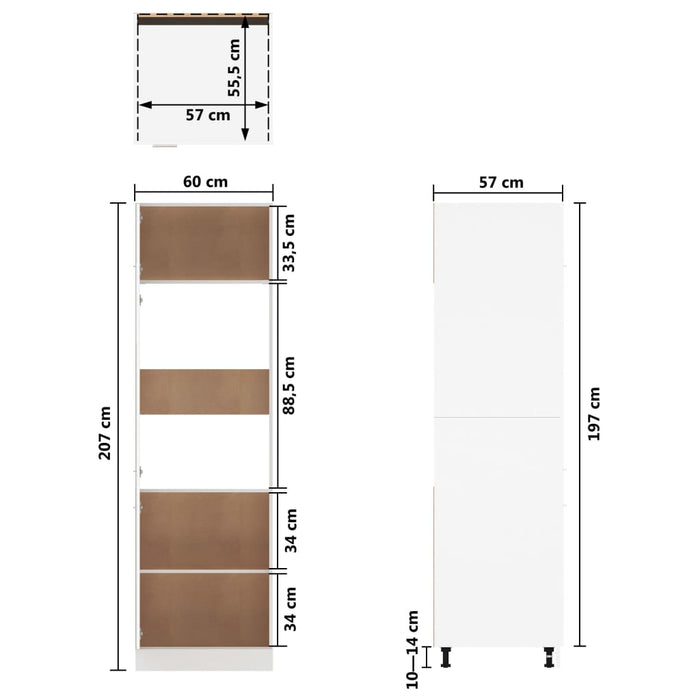 Dulap pentru frigider, alb, 60 x 57 x 207 cm, PAL WALTI