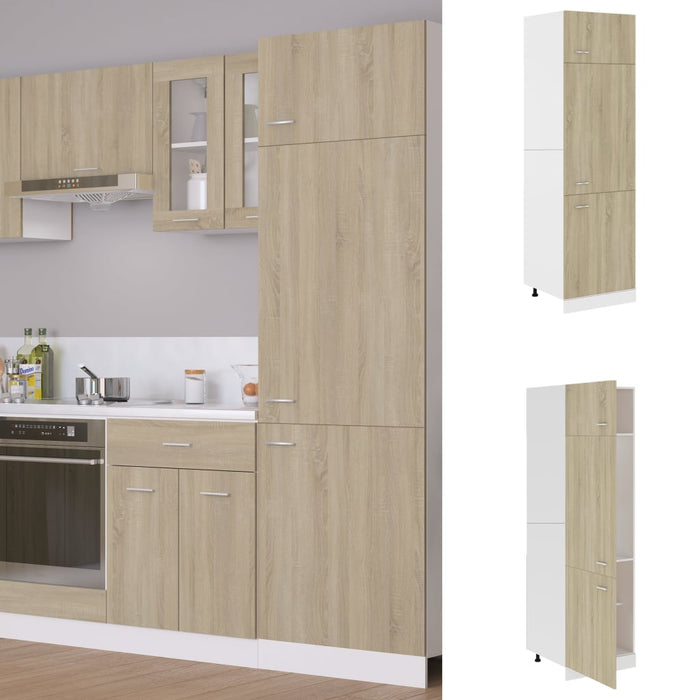 Dulap de frigider, stejar sonoma, 60x57x207 cm, lemn prelucrat WALTI