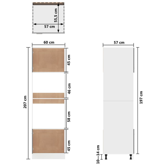 Dulap cuptor microunde, alb extralucios, 60 x 57 x 207 cm, PAL WALTI