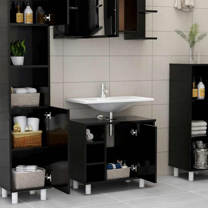 Dulap de baie, negru, 60 x 32 x 53,5 cm, lemn prelucrat WALTI
