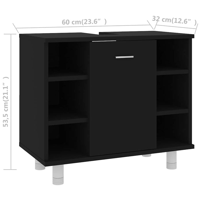 Dulap de baie, negru, 60 x 32 x 53,5 cm, lemn prelucrat WALTI