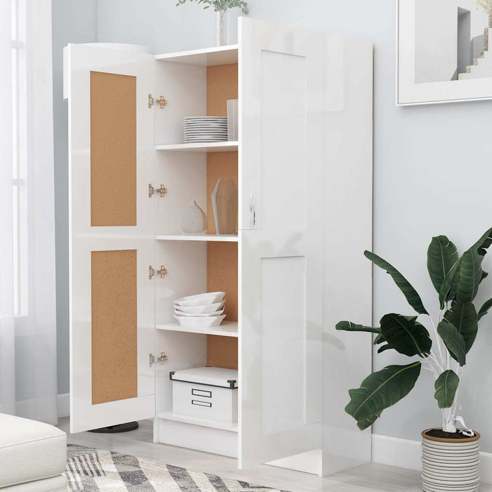 Bibliotecă, alb extralucios, 82,5x30,5x150 cm, lemn prelucrat - WALTI WALTI