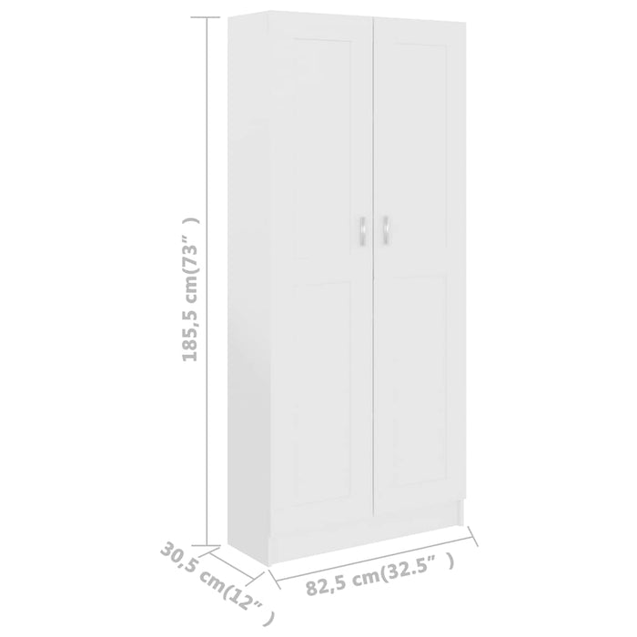 Bibliotecă, alb, 82,5x30,5x185,5 cm, lemn prelucrat WALTI