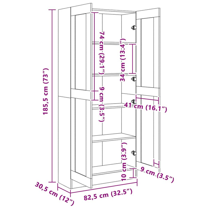 Bibliotecă, alb, 82,5x30,5x185,5 cm, lemn prelucrat WALTI
