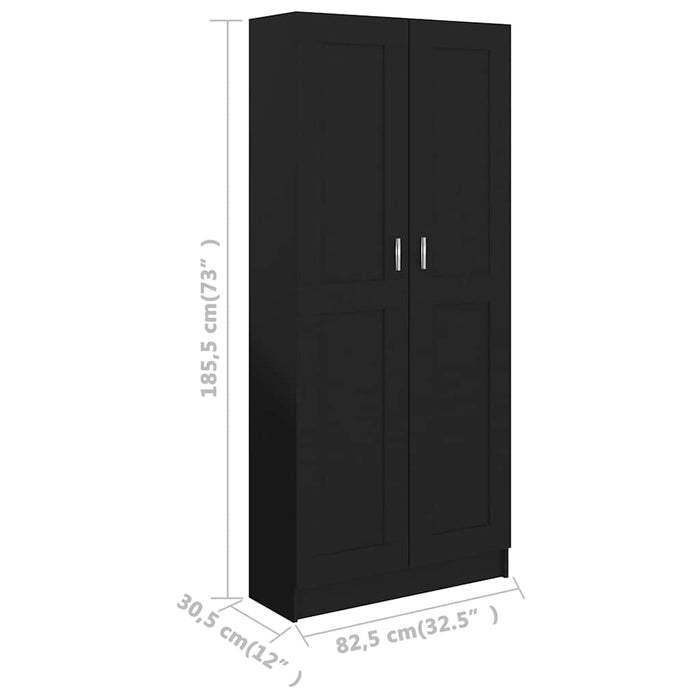 Bibliotecă, negru, 82,5x30,5x185,5 cm, lemn prelucrat WALTI