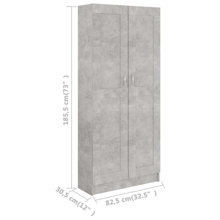 Bibliotecă, gri beton, 82,5 x 30,5 x 185,5 cm, lemn prelucrat WALTI