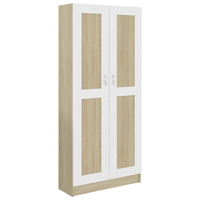 Bibliotecă, alb și stejar Sonoma, 82,5 x 30,5 x 185,5 cm, PAL WALTI