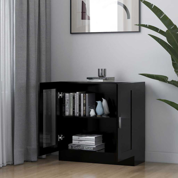 Dulap cu vitrină, negru, 82,5x30,5x80 cm, lemn prelucrat - WALTI WALTI