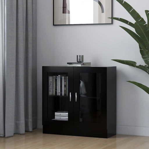Dulap cu vitrină, negru, 82,5x30,5x80 cm, lemn prelucrat - WALTI WALTI