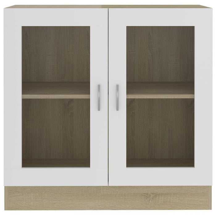 Dulap cu vitrină, alb & stejar Sonoma, 82,5 x 30,5 x 80 cm, PAL WALTI