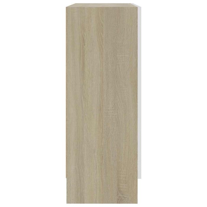 Dulap cu vitrină, alb & stejar Sonoma, 82,5 x 30,5 x 80 cm, PAL WALTI