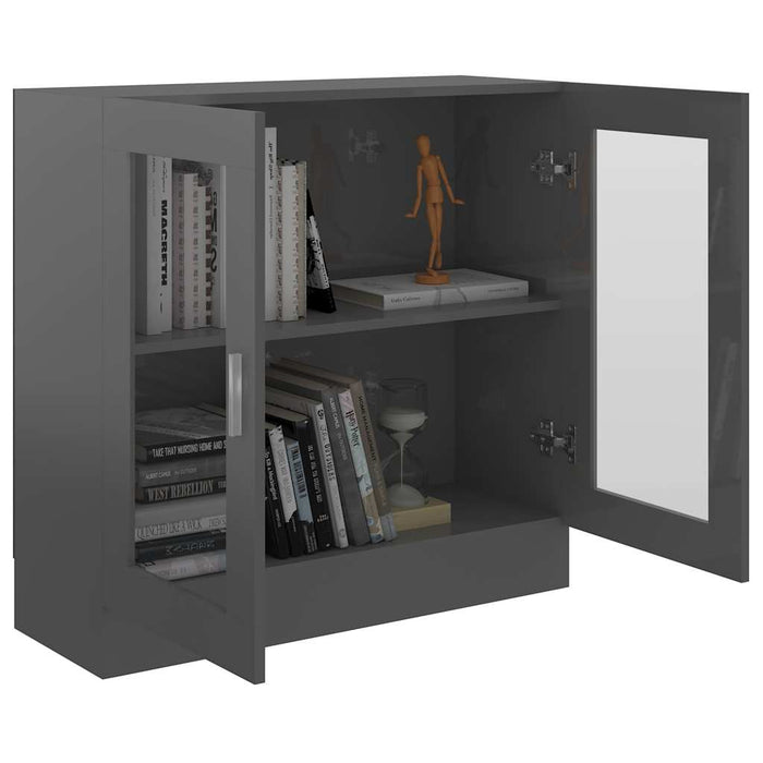 Dulap cu vitrină, gri extralucios, 82,5 x 30,5 x 80 cm, PAL WALTI