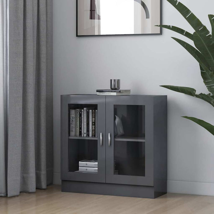 Dulap cu vitrină, gri extralucios, 82,5 x 30,5 x 80 cm, PAL WALTI