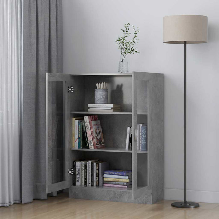 Dulap cu vitrină, gri beton, 82,5x30,5x115 cm, lemn prelucrat - WALTI WALTI