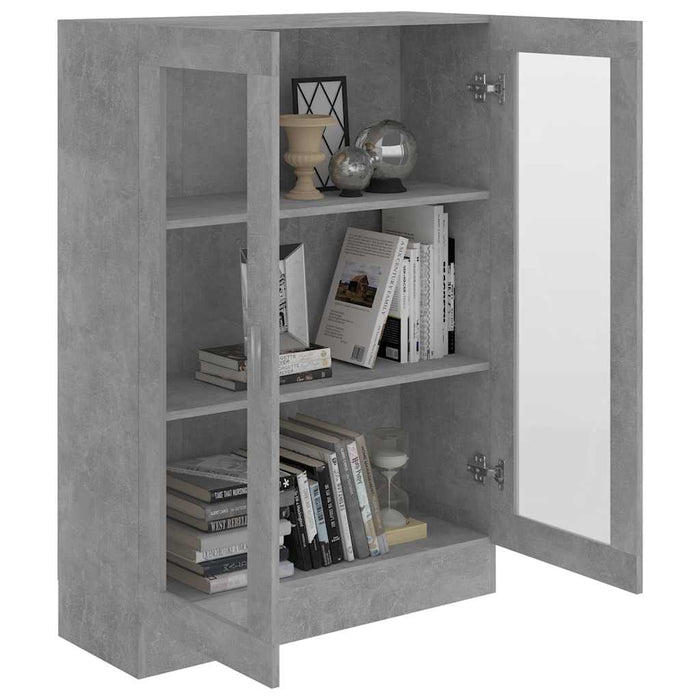Dulap cu vitrină, gri beton, 82,5x30,5x115 cm, lemn prelucrat - WALTI WALTI