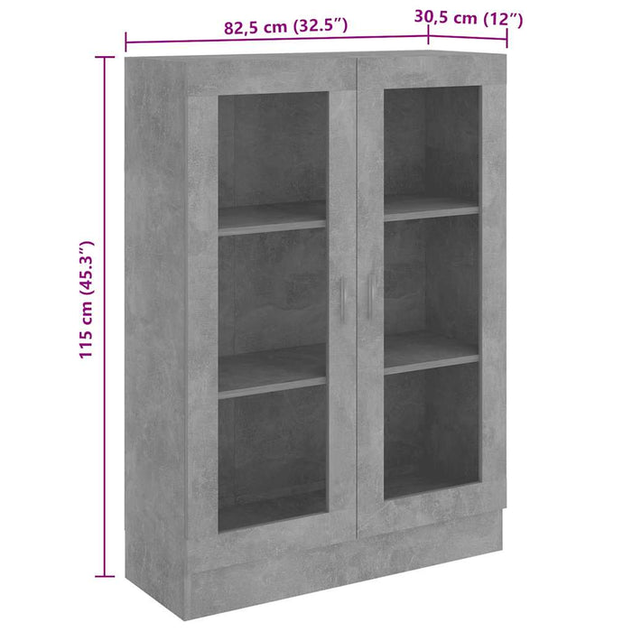 Dulap cu vitrină, gri beton, 82,5x30,5x115 cm, lemn prelucrat - WALTI WALTI
