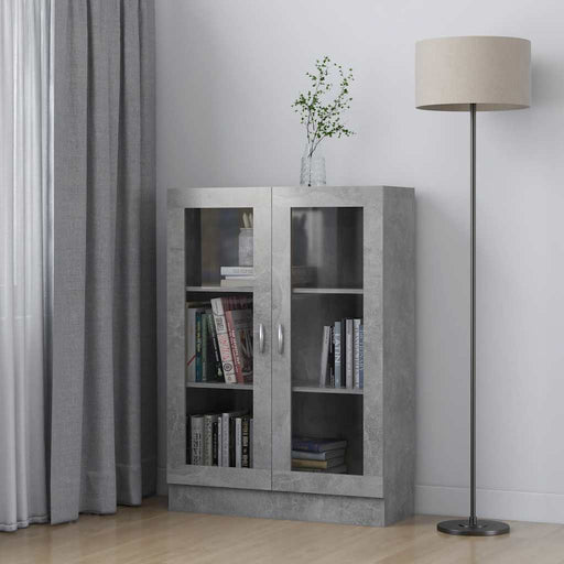 Dulap cu vitrină, gri beton, 82,5x30,5x115 cm, lemn prelucrat - WALTI WALTI