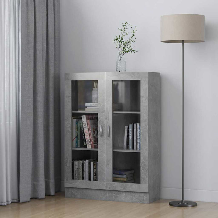Dulap cu vitrină, gri beton, 82,5x30,5x115 cm, lemn prelucrat - WALTI WALTI