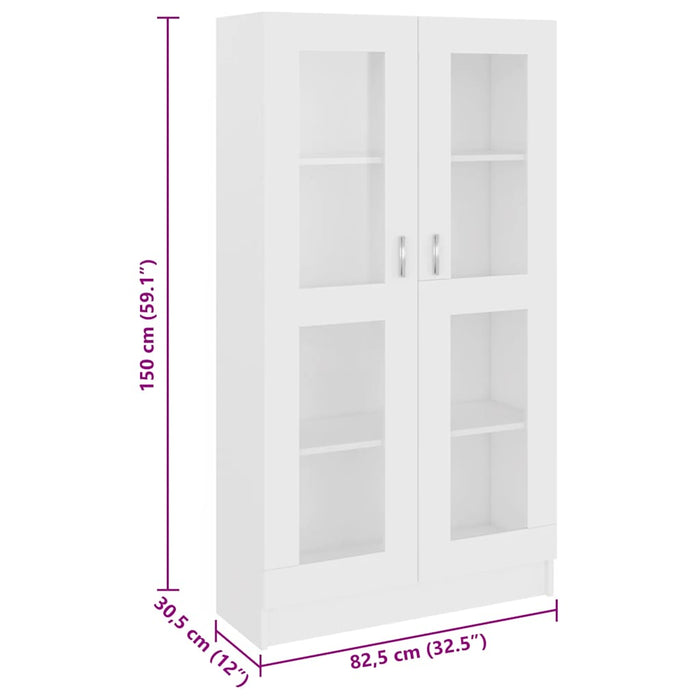 Dulap cu vitrină, alb, 82,5x30,5x150 cm, lemn prelucrat - WALTI WALTI
