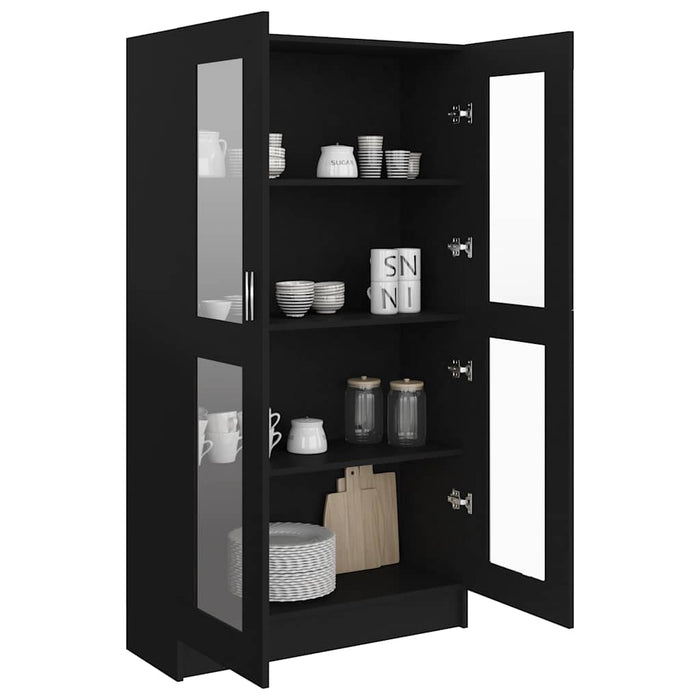 Dulap cu vitrină, negru, 82,5x30,5x150 cm, lemn prelucrat - WALTI WALTI