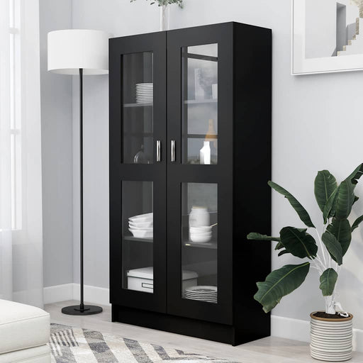 Dulap cu vitrină, negru, 82,5x30,5x150 cm, lemn prelucrat - WALTI WALTI