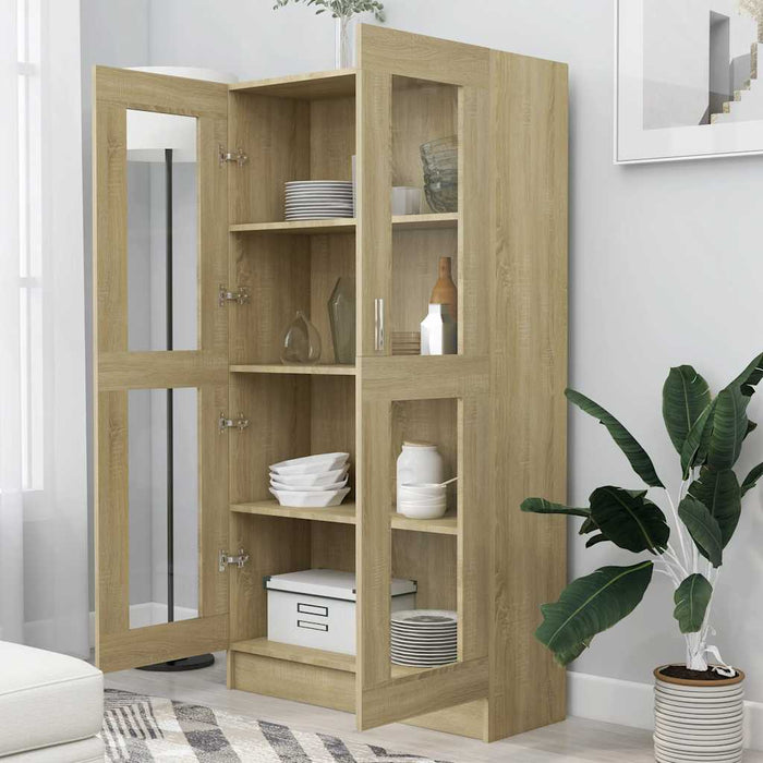 Dulap cu vitrină stejar sonoma 82,5x30,5x150 cm, lemn prelucrat - WALTI WALTI