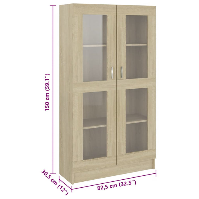 Dulap cu vitrină stejar sonoma 82,5x30,5x150 cm, lemn prelucrat - WALTI WALTI
