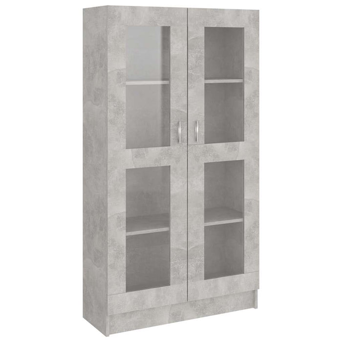 Dulap cu vitrină, gri beton, 82,5x30,5x150 cm, lemn prelucrat - WALTI WALTI